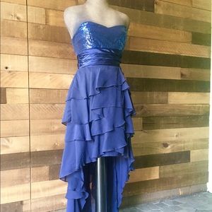 Blue sequin prom dress